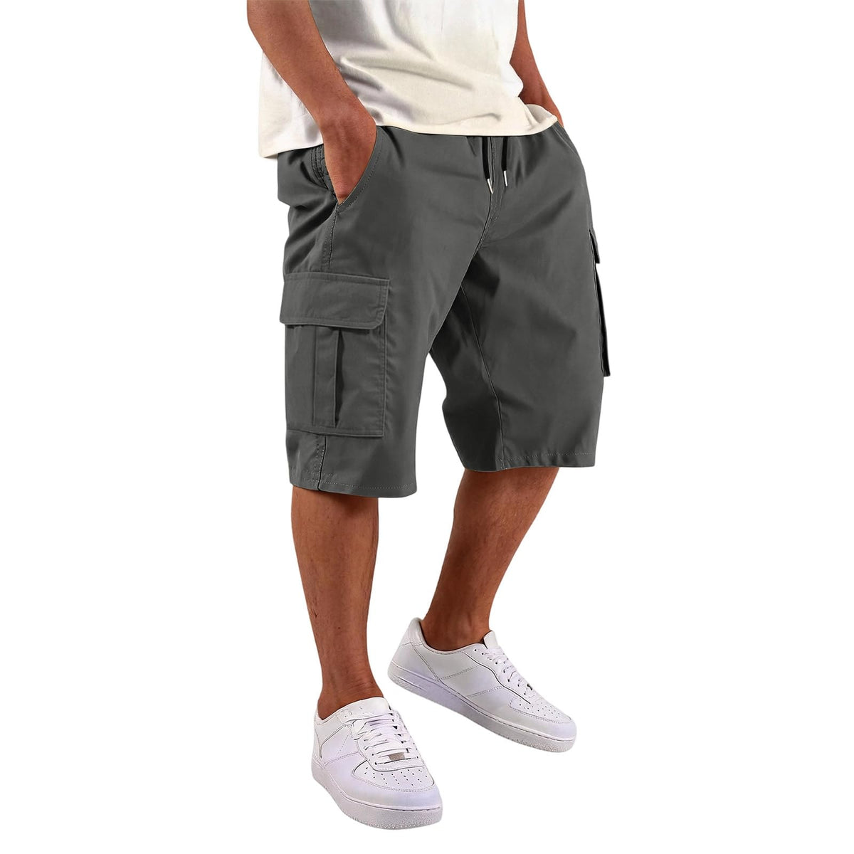 SGYCNGU Men's Stretch Cargo Shorts with Drawstring Waist