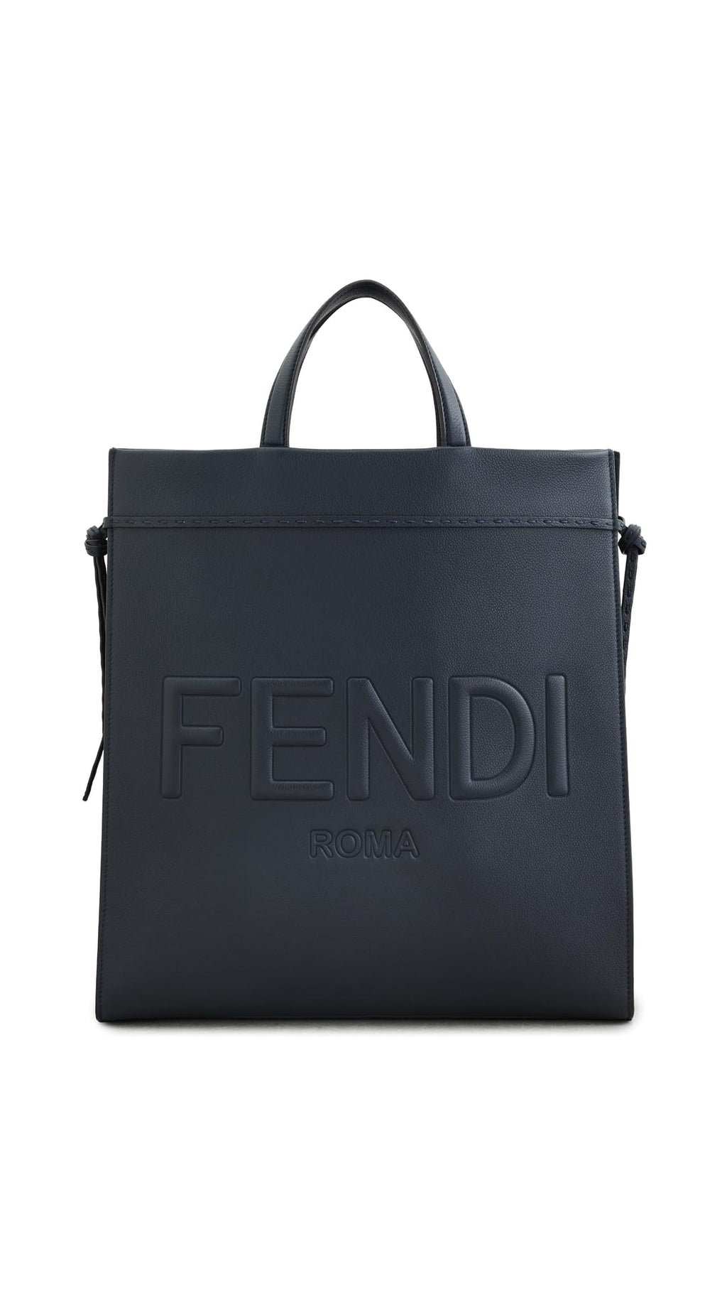 WHAT GOES AROUND COMES AROUND Women's Pre-Loved Fendi Navy Calfskin Go To Shopper Medium Tote