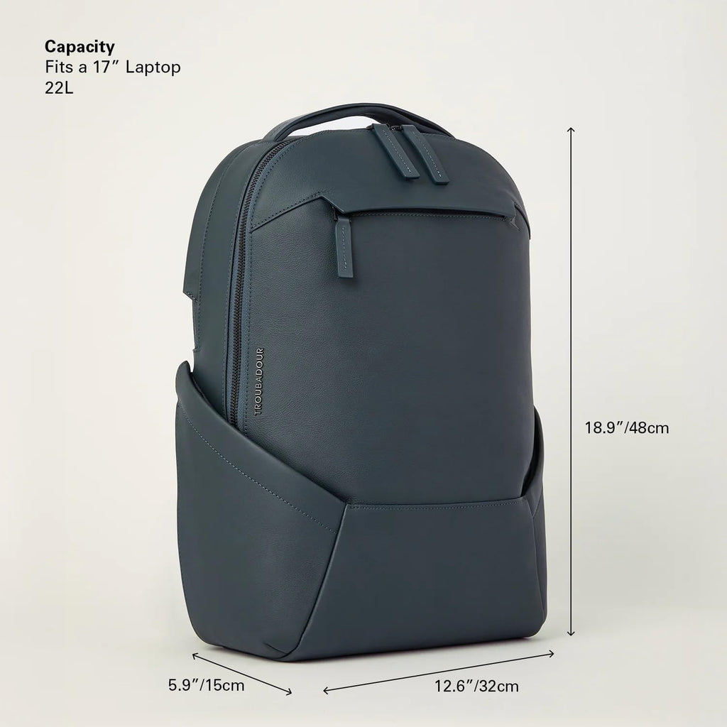 Troubadour Apex Leather Backpack - 22L Innovative Waterproof Leather Laptop Backpack Fits Up to 17”