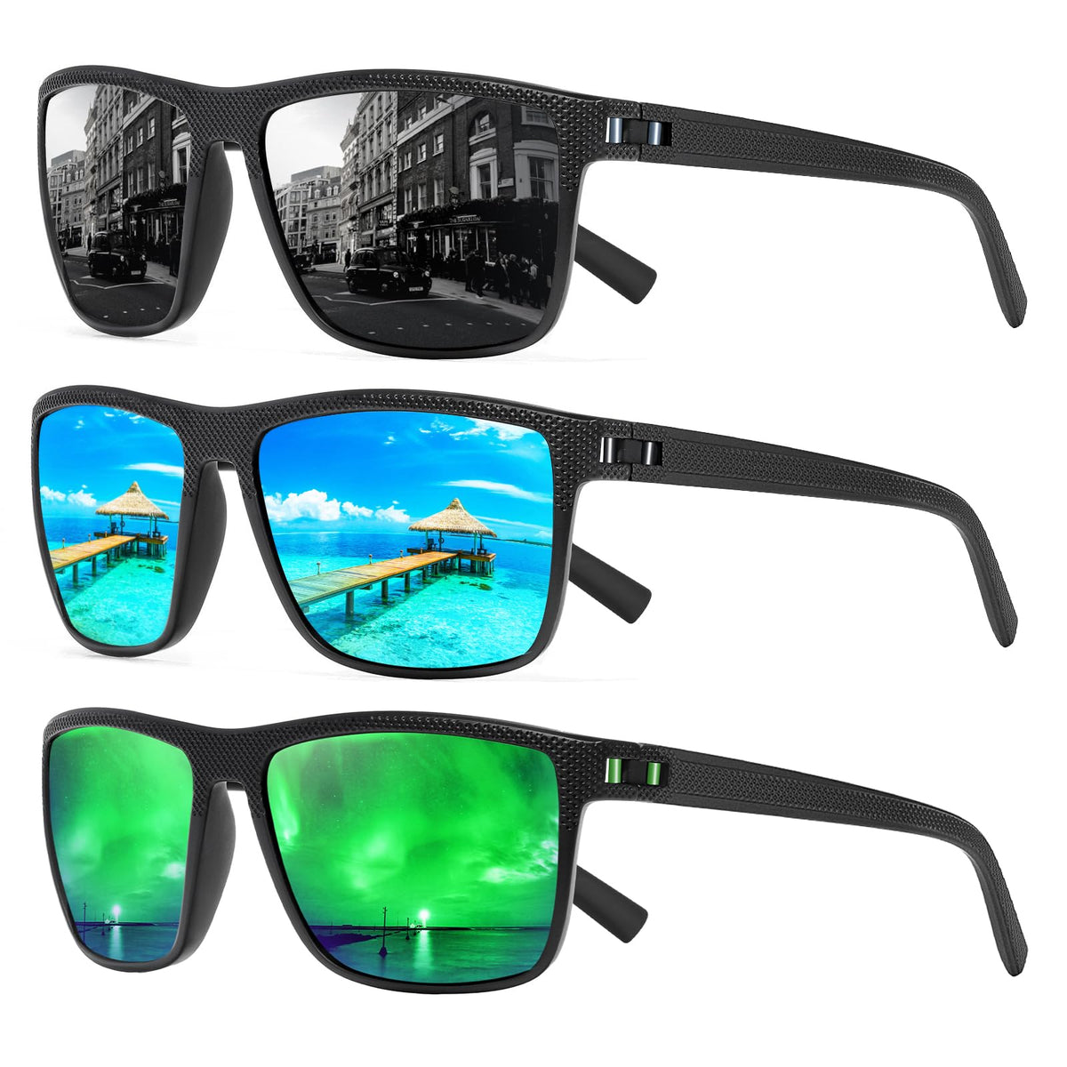 TURBOPEP Square Polarized UV Protection Sunglasses for Men and Women