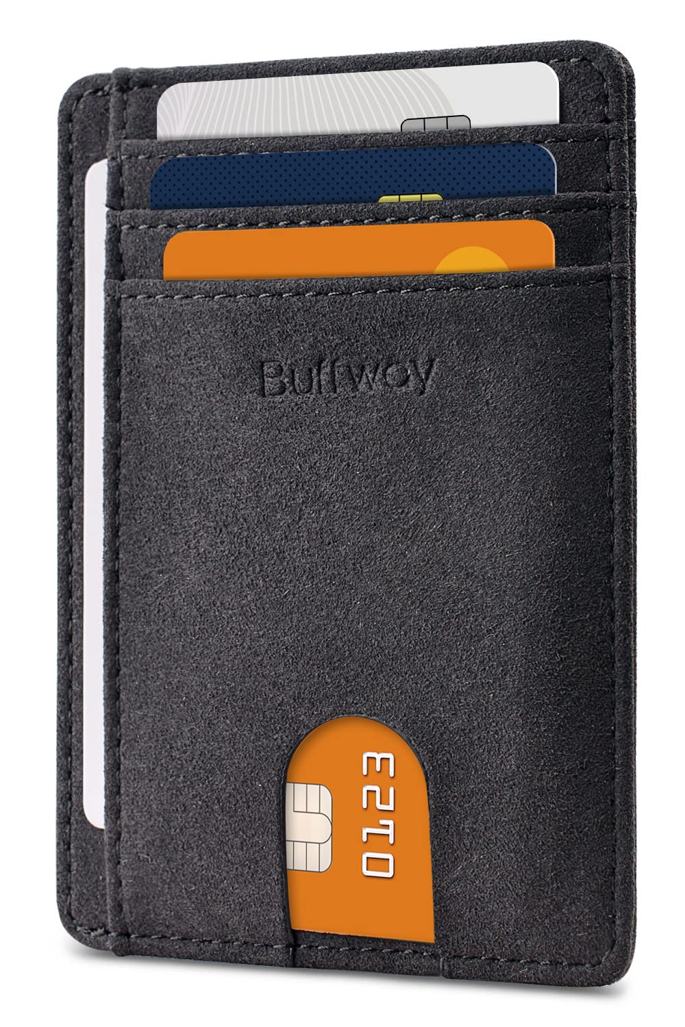Buffway Slim Leather RFID Blocking Wallet for Men and Women