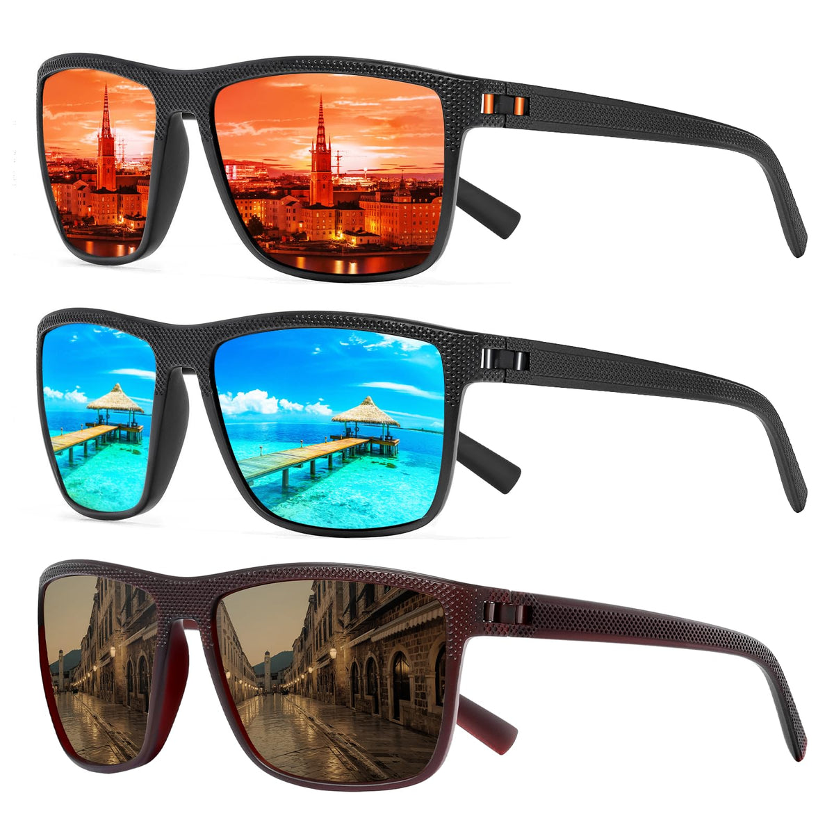 TURBOPEP Square Polarized UV Protection Sunglasses for Men and Women
