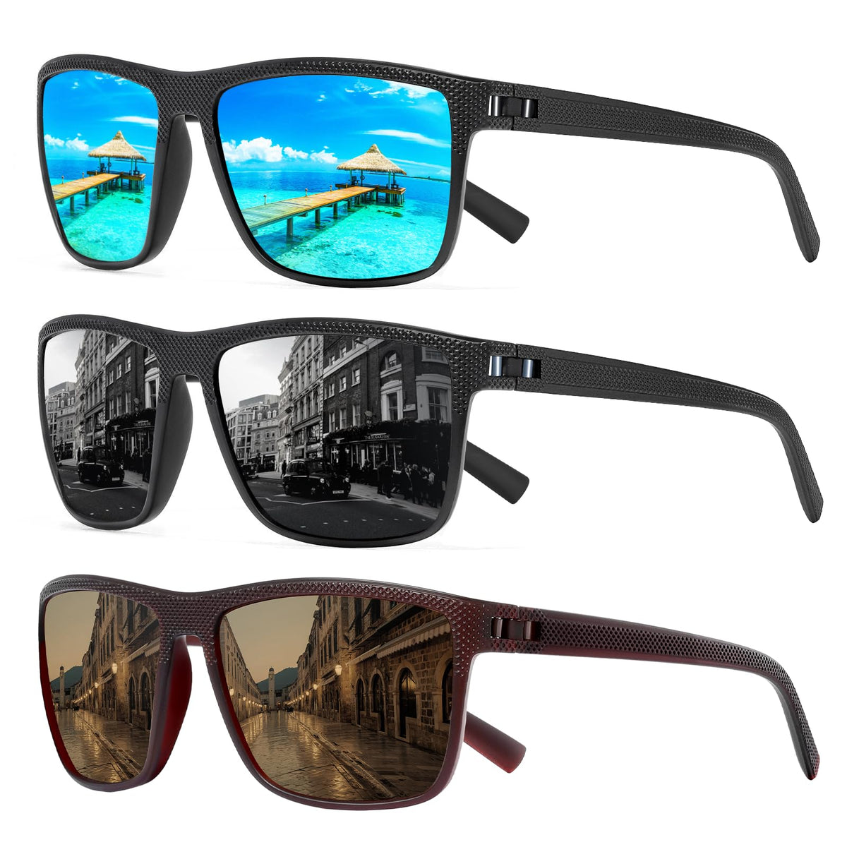 TURBOPEP Square Polarized UV Protection Sunglasses for Men and Women