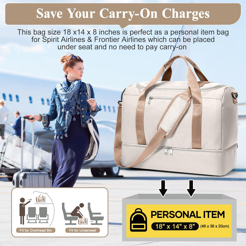 Large Travel Duffle Bag,Carry on Overnight Weekend Bag with Shoes Compartment,Weekender Bags for Women for Travel Business Trips Sport Hospital