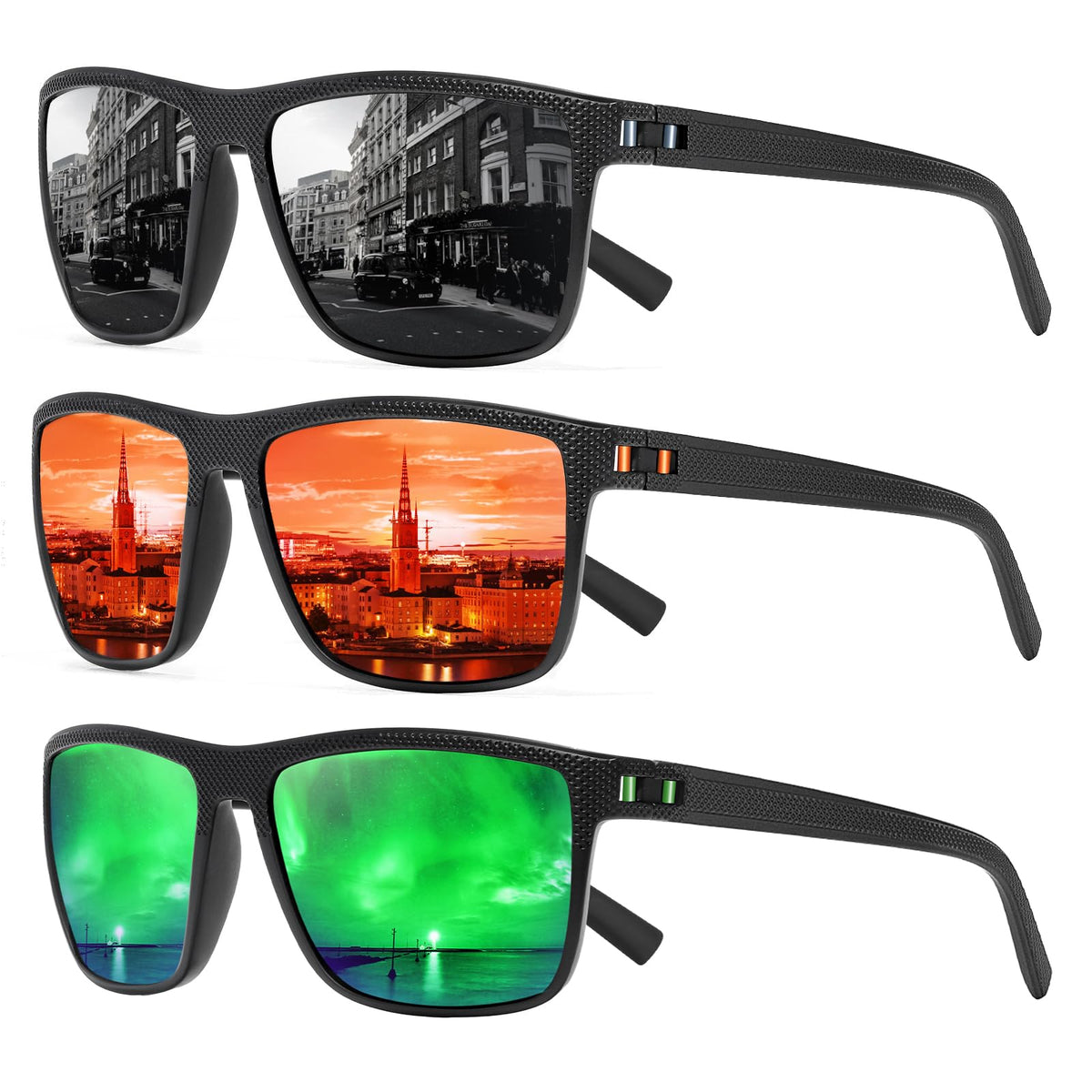 TURBOPEP Square Polarized UV Protection Sunglasses for Men and Women