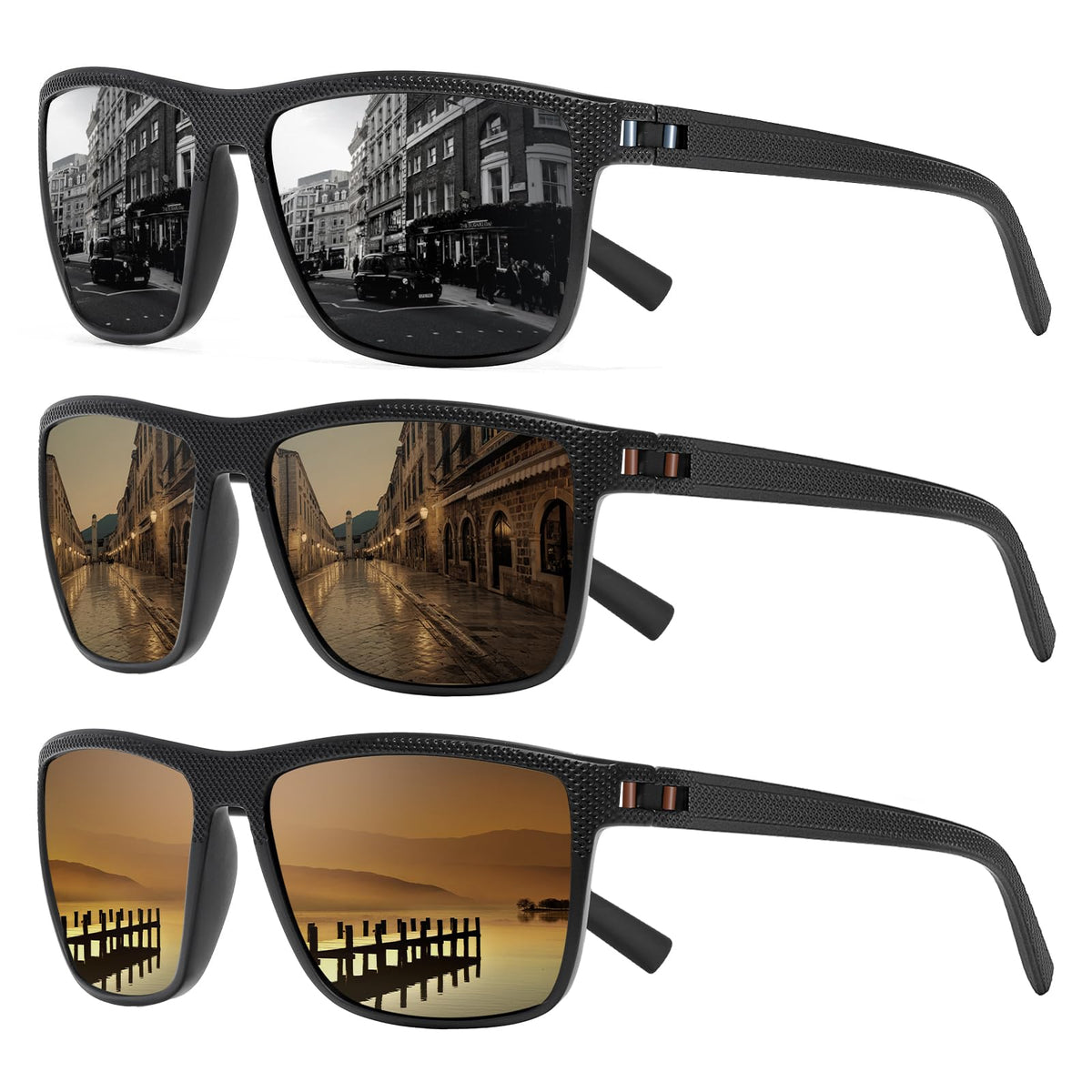 TURBOPEP Square Polarized UV Protection Sunglasses for Men and Women