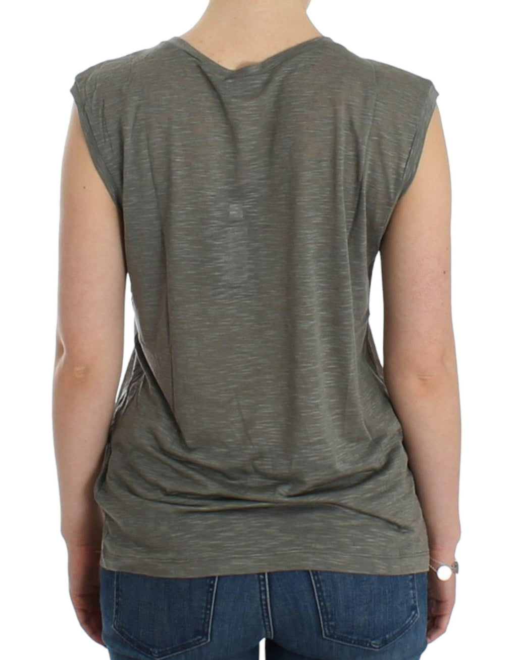 Gray print sleeveless t-shirt XS