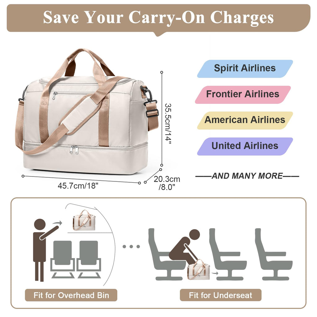 Large Travel Duffle Bag,Carry on Overnight Weekend Bag with Shoes Compartment,Weekender Bags for Women for Travel Business Trips Sport Hospital