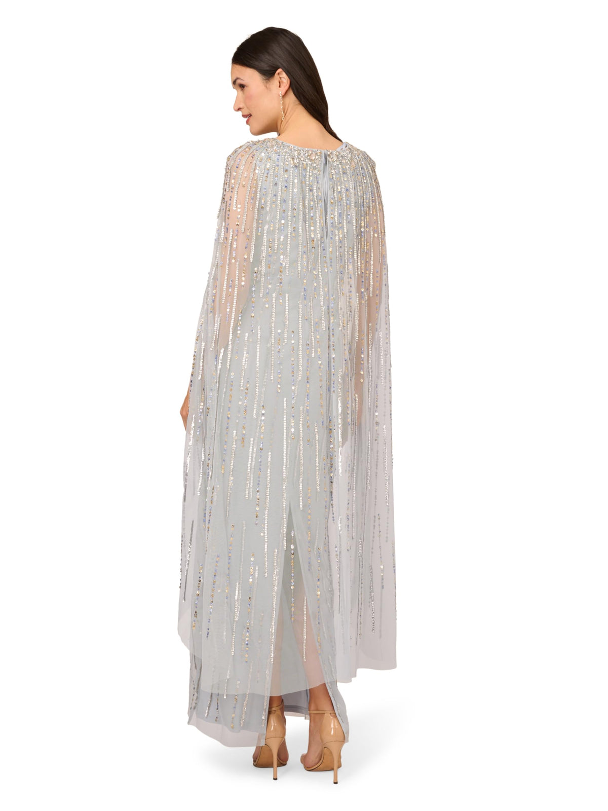 Adrianna Papell Women's Beaded Cape Long Dress