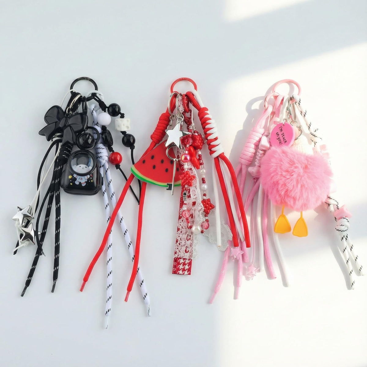 12-Piece Braided Nylon Paracord Keychain Charms for Bags