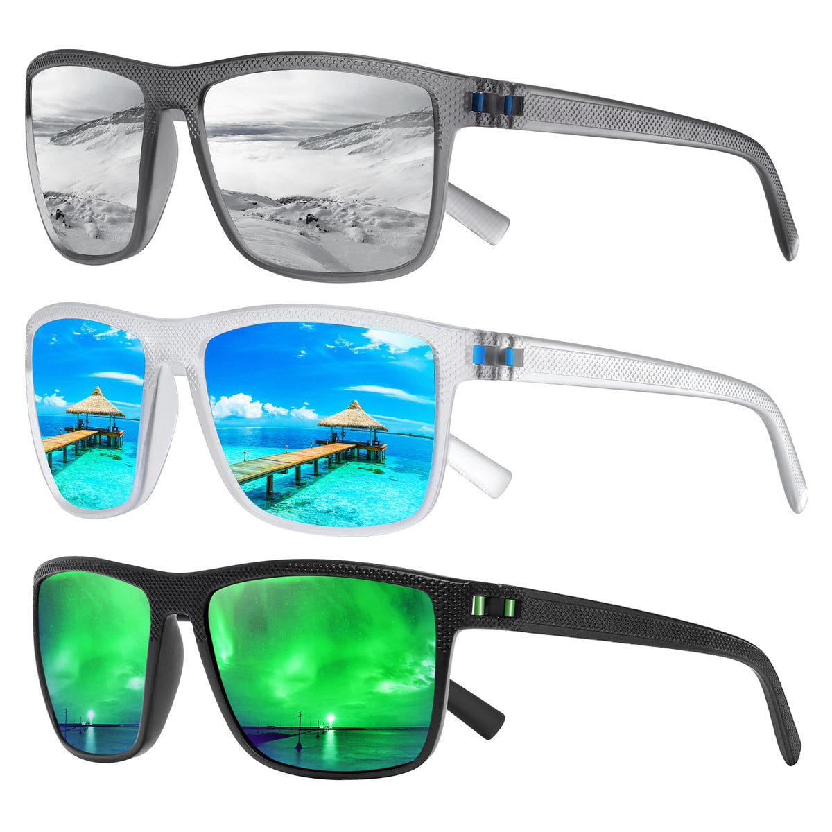 TURBOPEP Square Polarized UV Protection Sunglasses for Men and Women