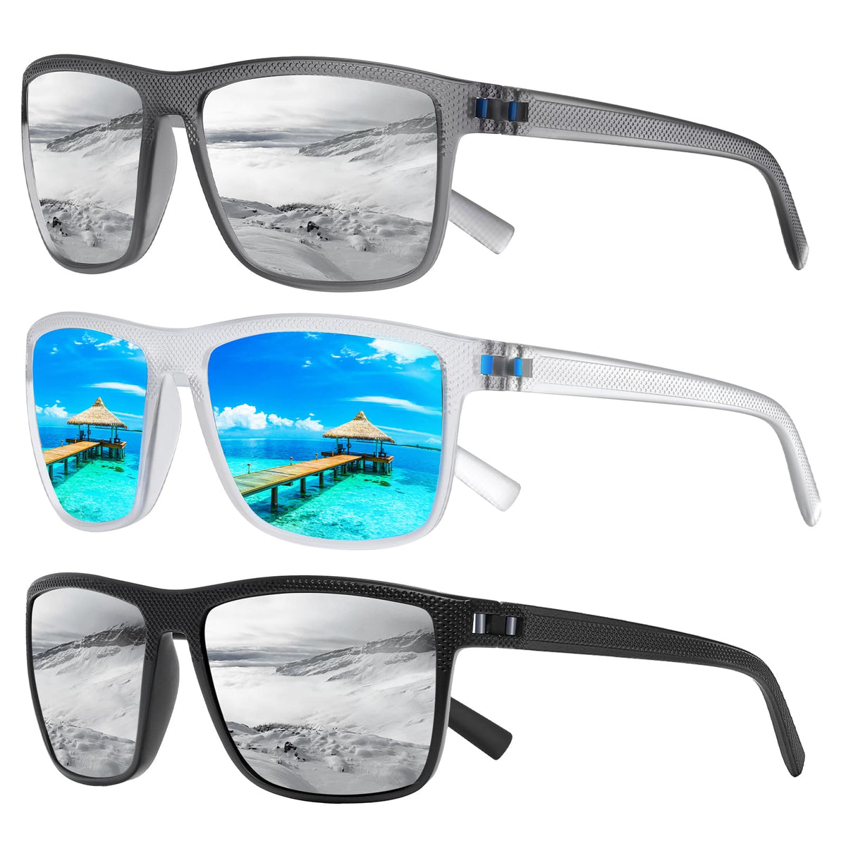 TURBOPEP Square Polarized UV Protection Sunglasses for Men and Women