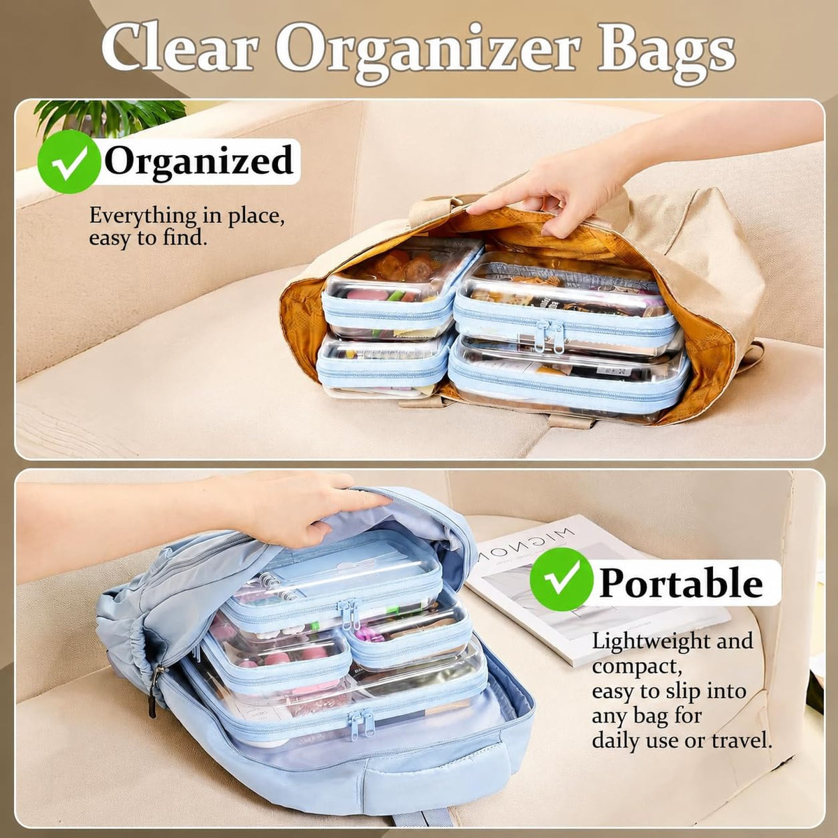 WELPIRT Clear Hard Shell Travel Organizer Pouch