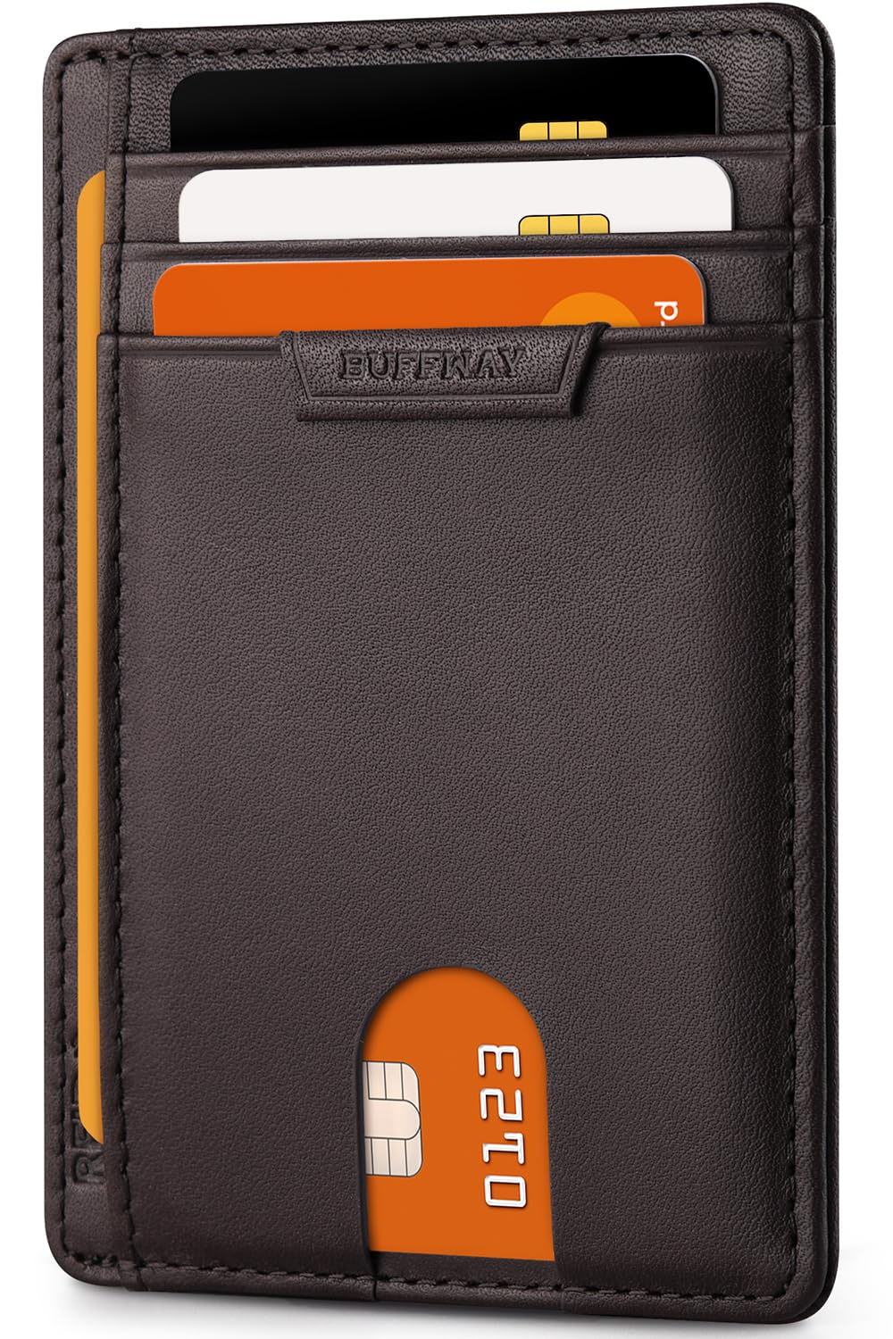 Buffway Slim Leather RFID Blocking Wallet for Men and Women