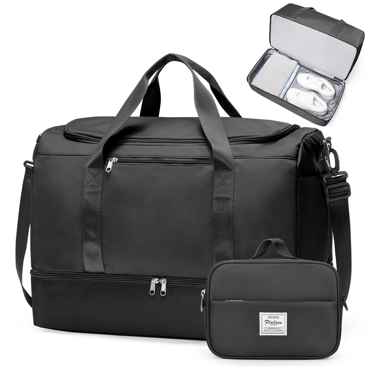 Large Carry-On Weekender Duffle Bag with Shoe Compartment