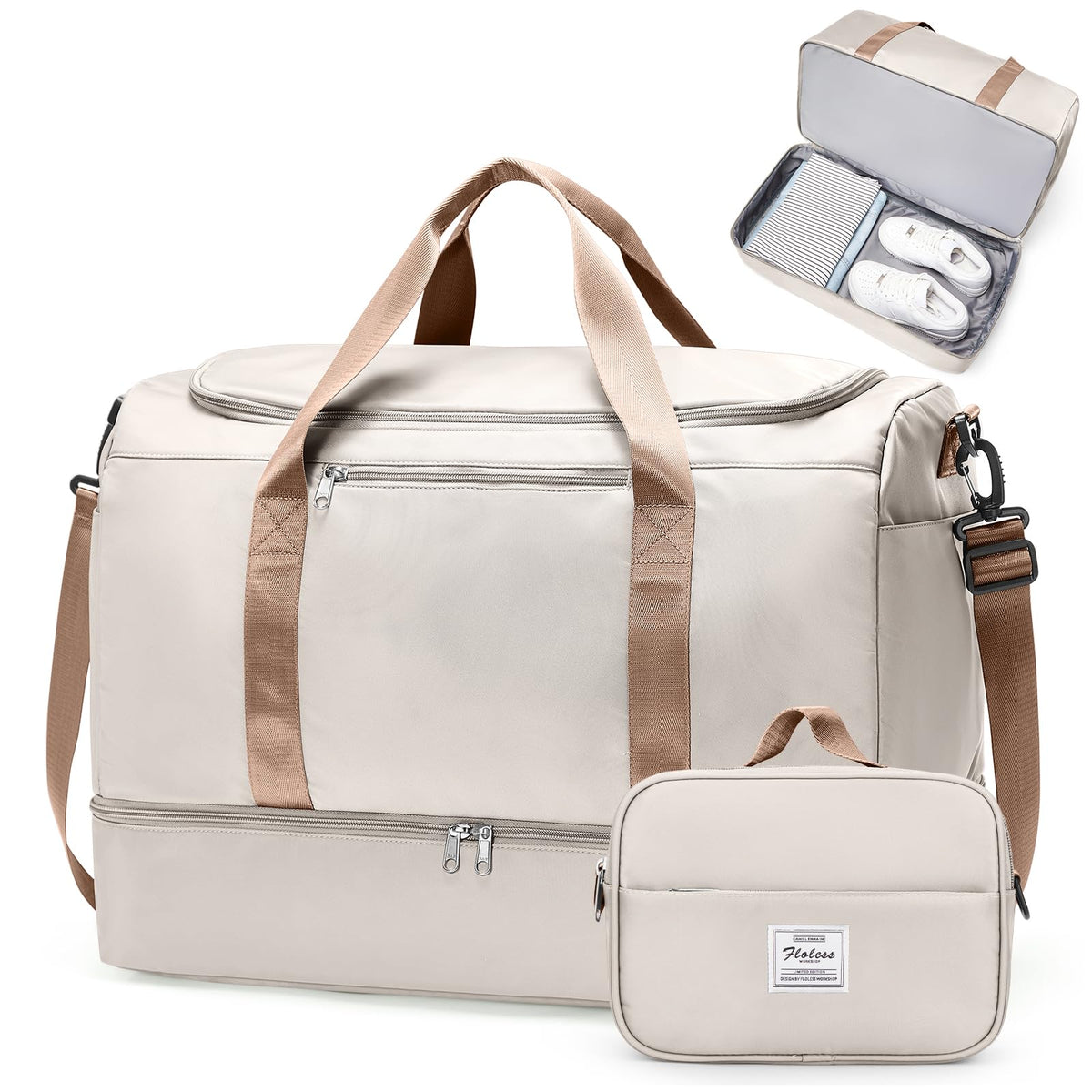 Large Carry-On Weekender Duffle Bag with Shoe Compartment