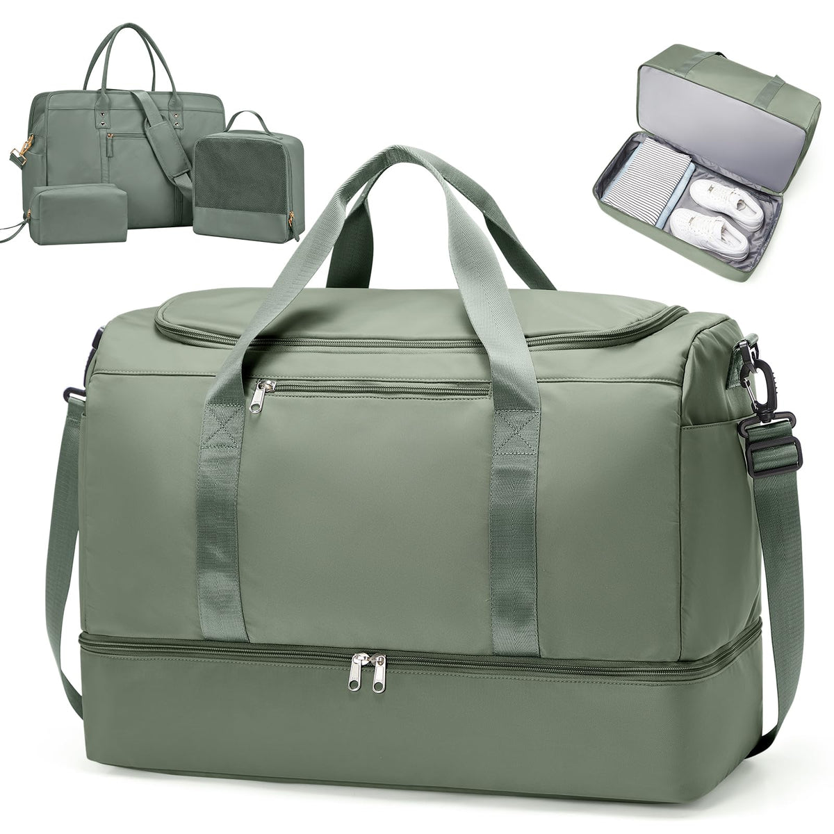 Large Carry-On Weekender Duffle Bag with Shoe Compartment