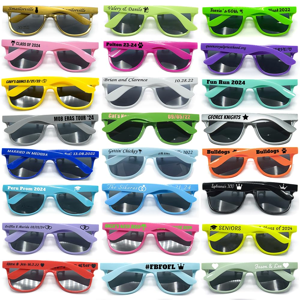 Personalized Custom Sunglasses for Weddings and Party Favors