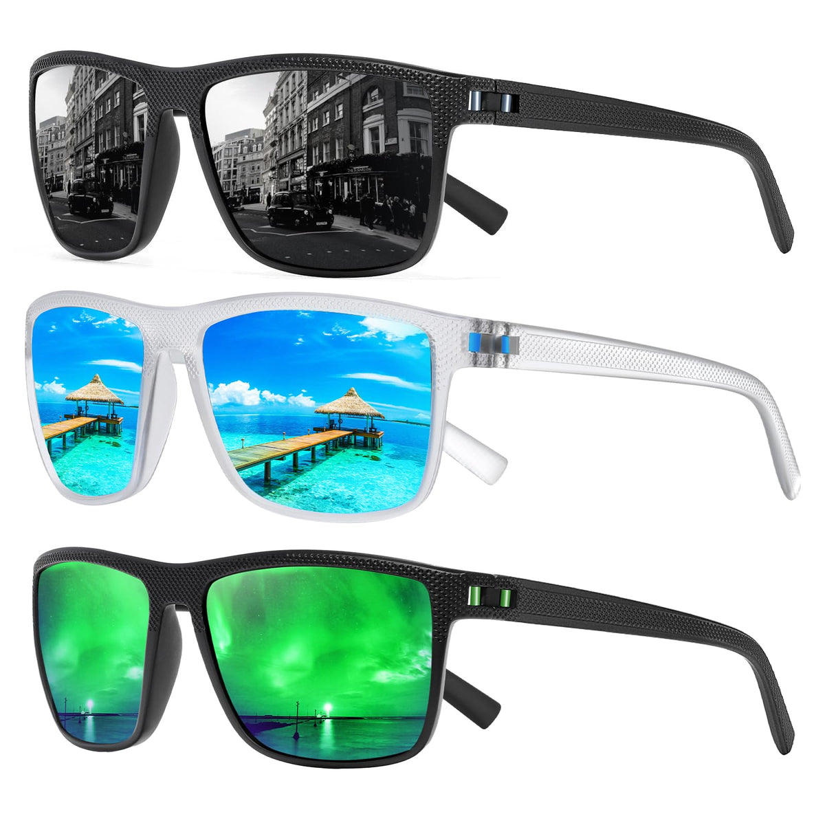 TURBOPEP Square Polarized UV Protection Sunglasses for Men and Women