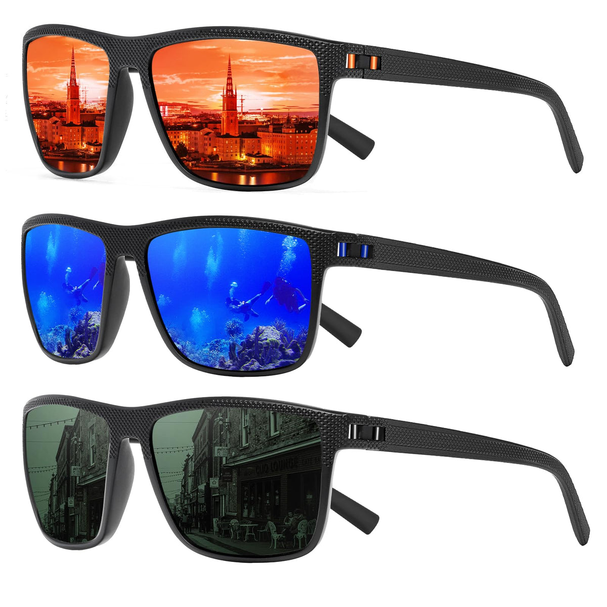 TURBOPEP Square Polarized UV Protection Sunglasses for Men and Women