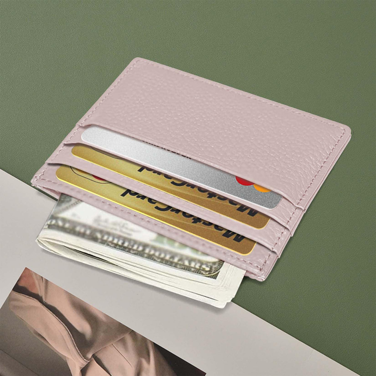 M-Plateau Genuine Leather Slim Card Wallet with 6 Slots