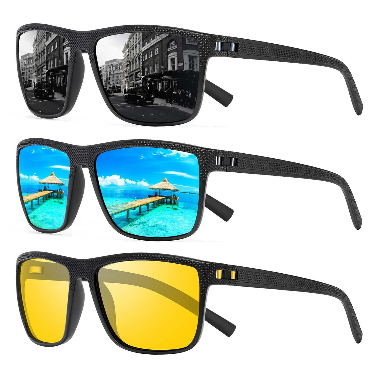 TURBOPEP Square Polarized UV Protection Sunglasses for Men and Women