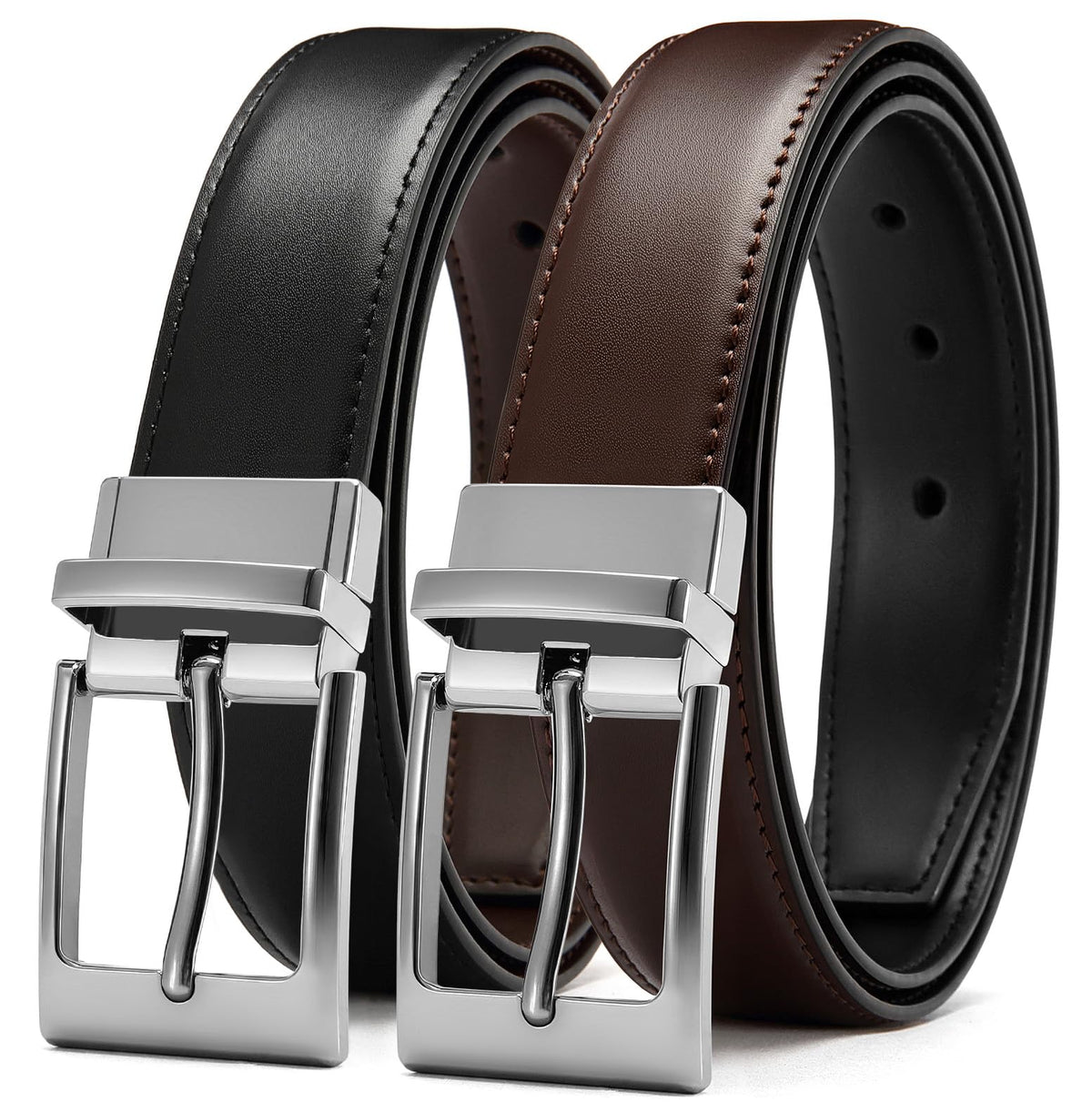 CHAOREN Men's Reversible 1.25-Inch Leather Dress Belt