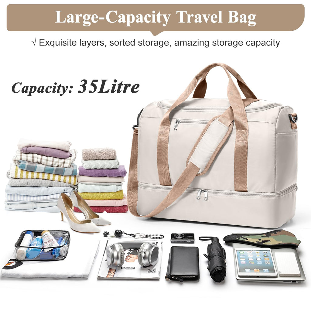 Large Travel Duffle Bag,Carry on Overnight Weekend Bag with Shoes Compartment,Weekender Bags for Women for Travel Business Trips Sport Hospital