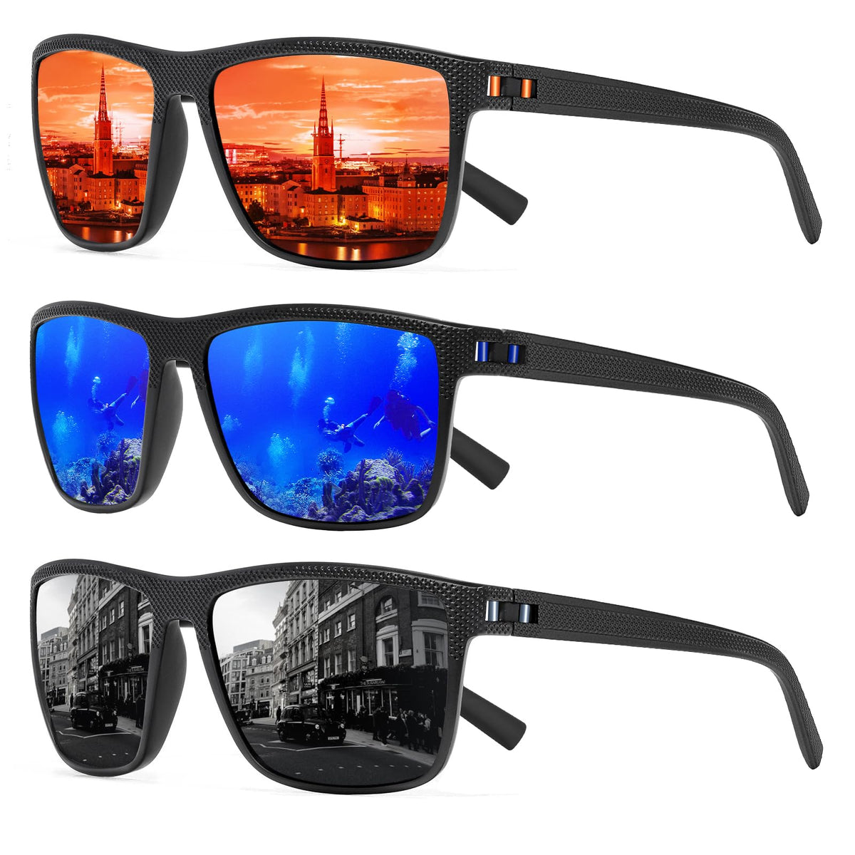 TURBOPEP Square Polarized UV Protection Sunglasses for Men and Women