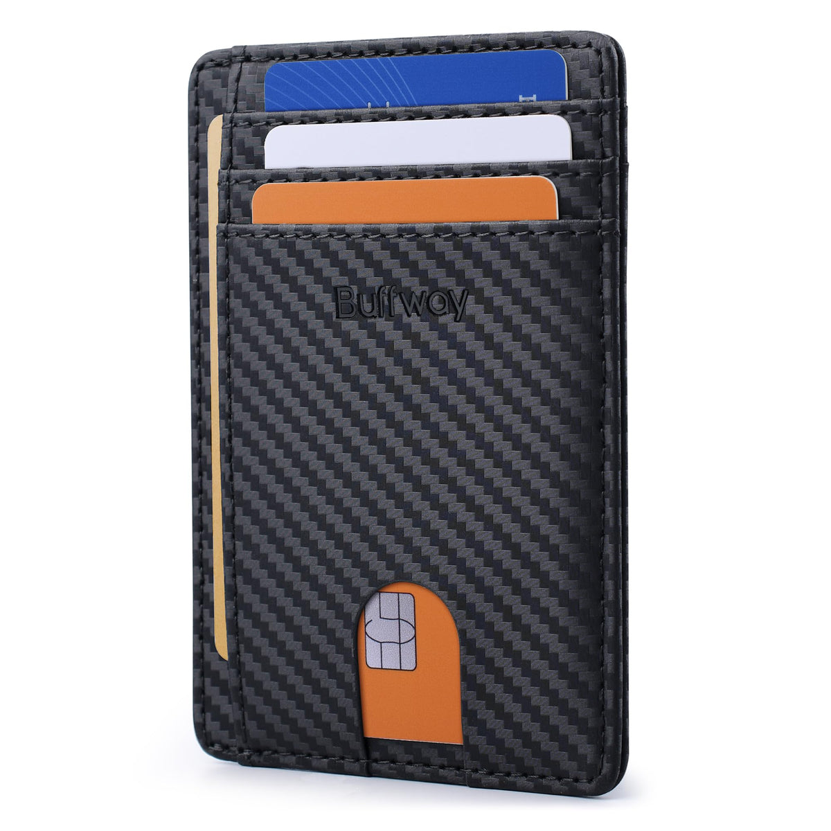 Buffway Slim Leather RFID Blocking Wallet for Men and Women