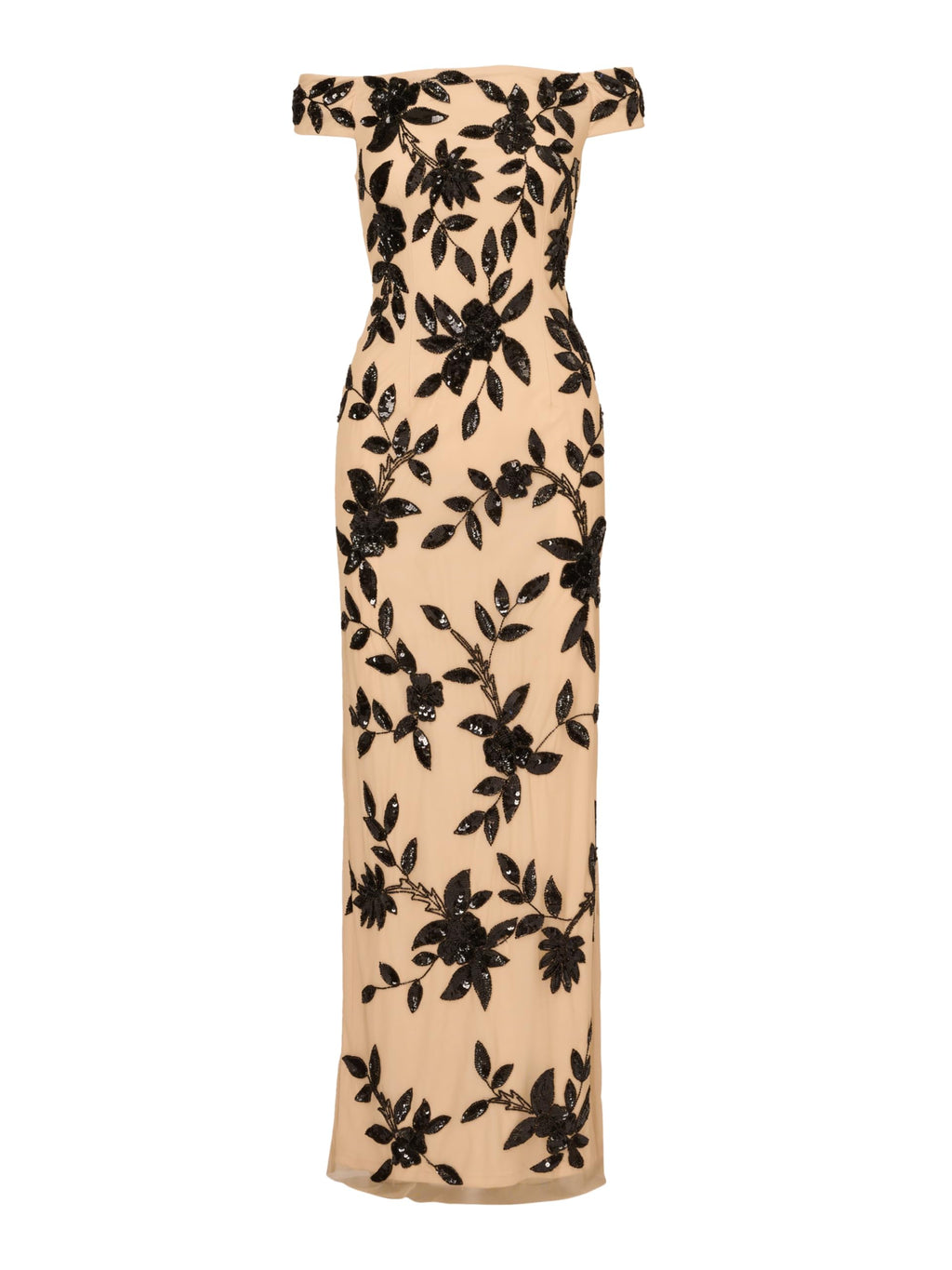 Adrianna Papell Women's Beaded Mesh Long Dress