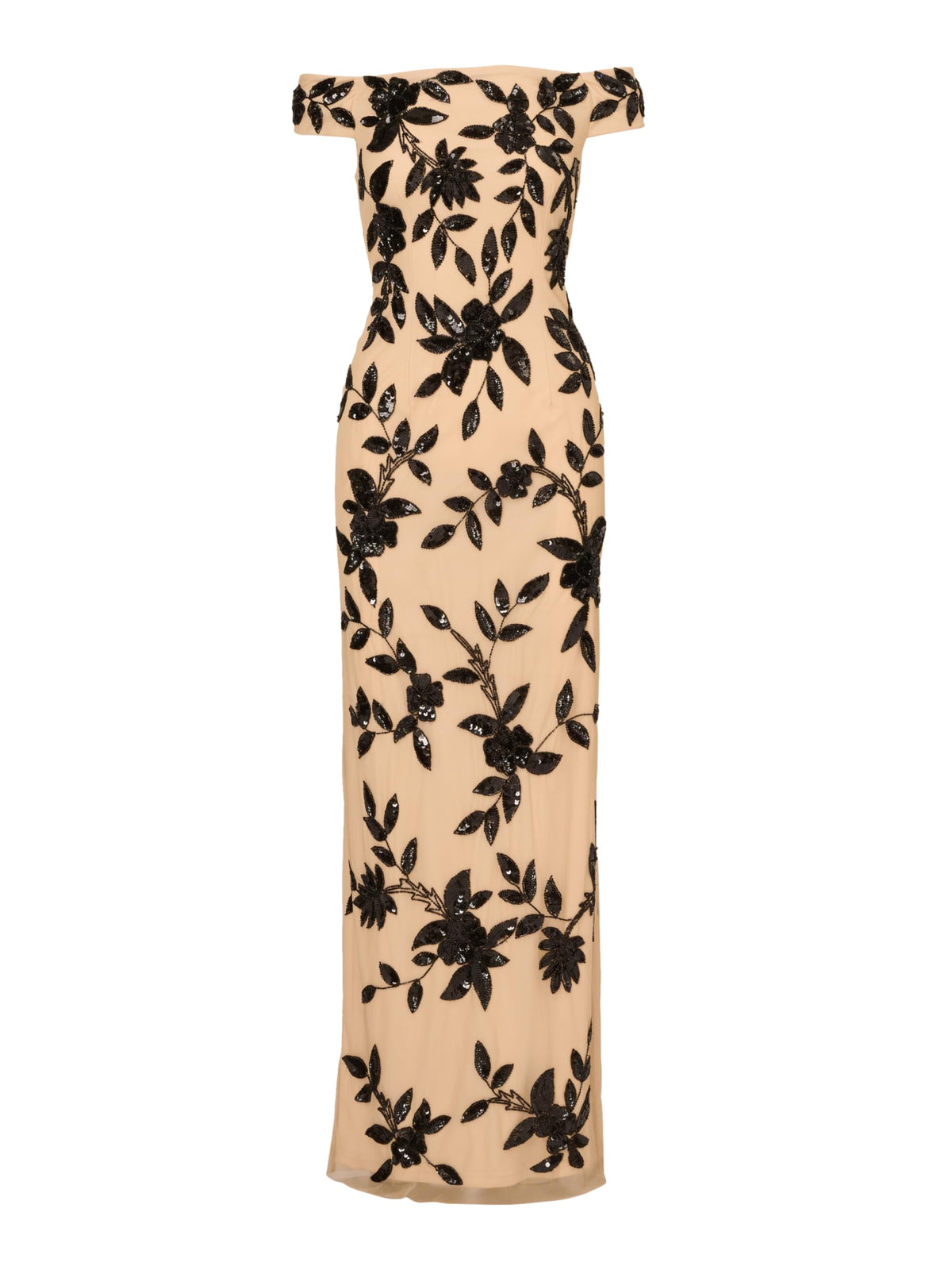 Adrianna Papell Women's Beaded Mesh Long Dress