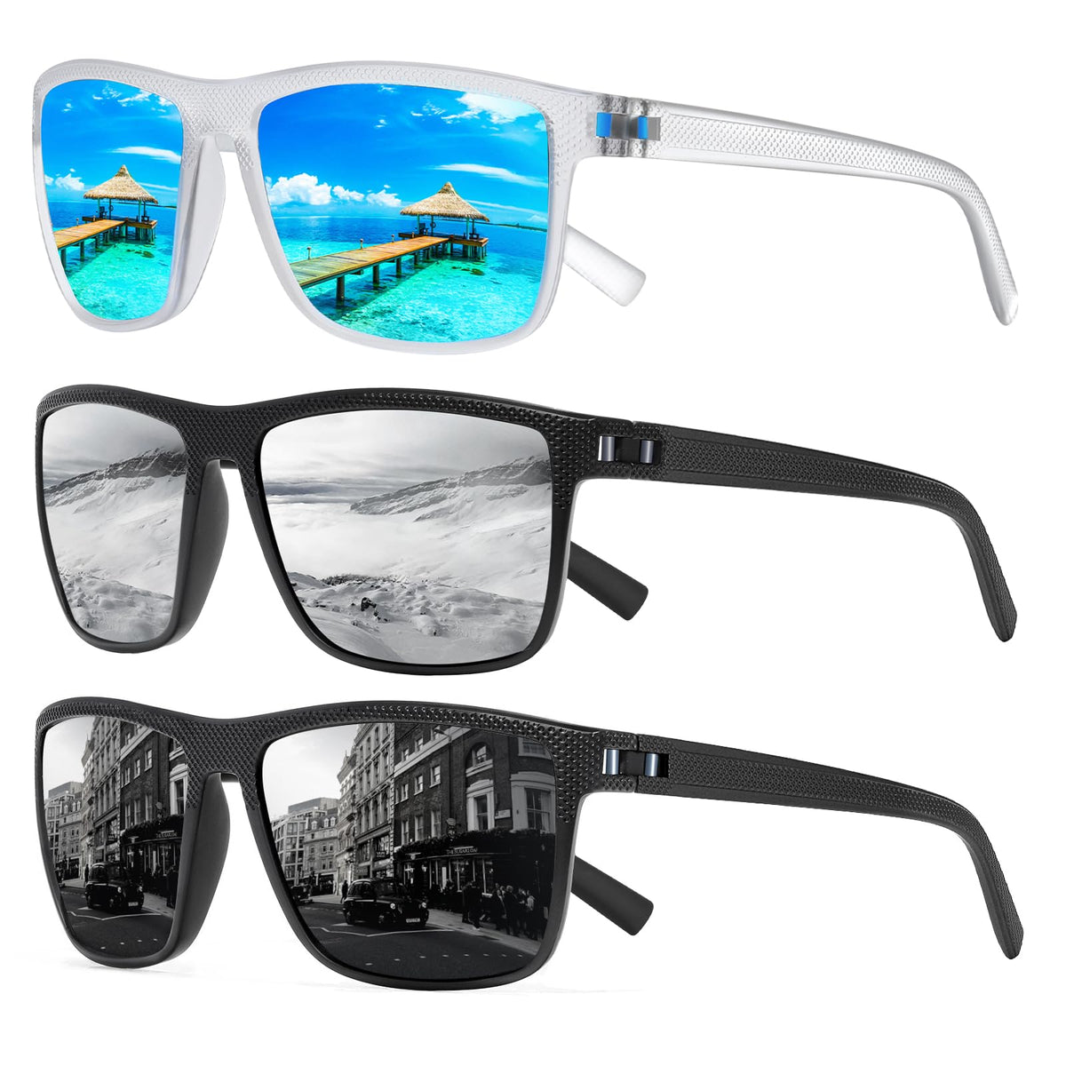 TURBOPEP Square Polarized UV Protection Sunglasses for Men and Women