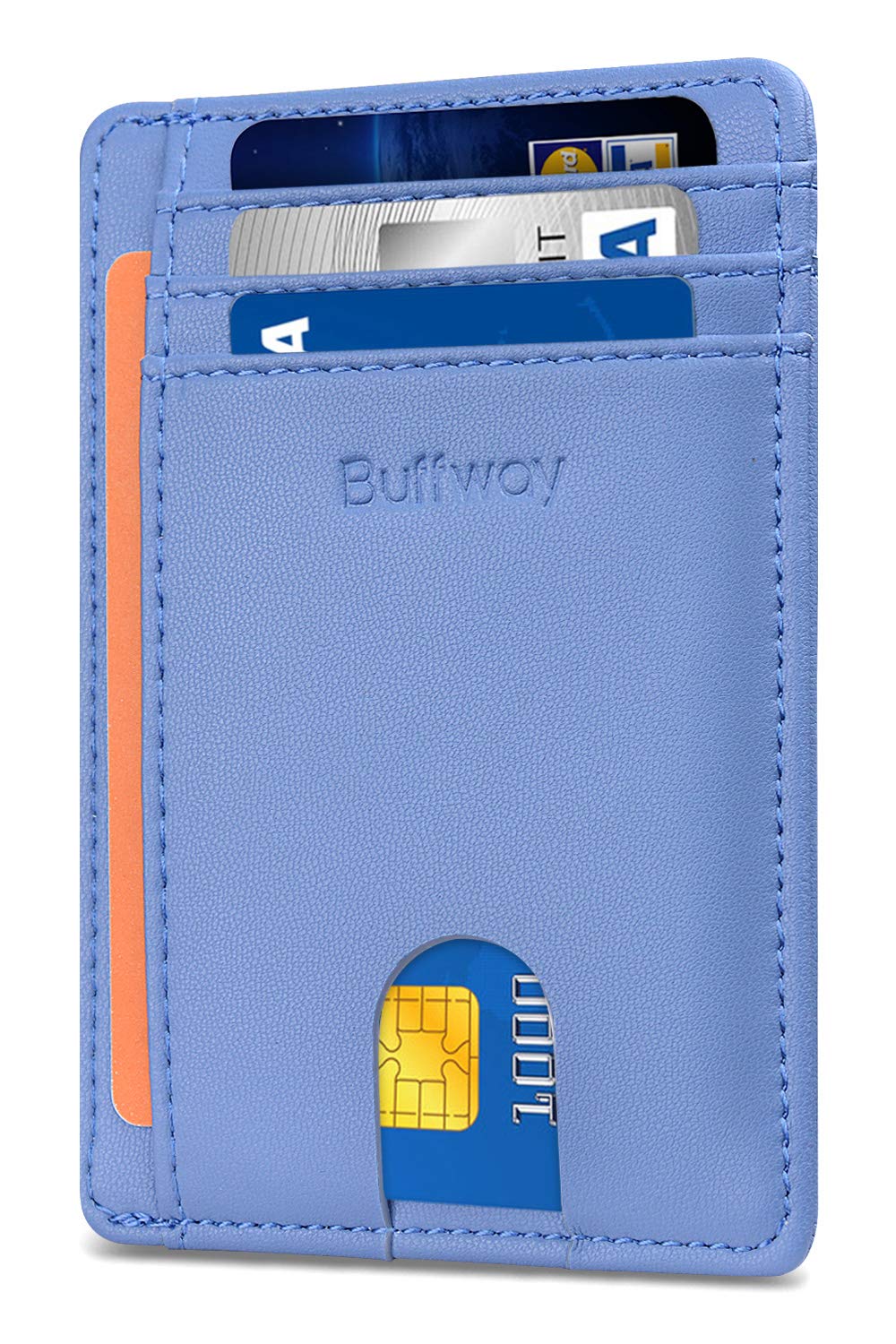 Buffway Slim Leather RFID Blocking Wallet for Men and Women