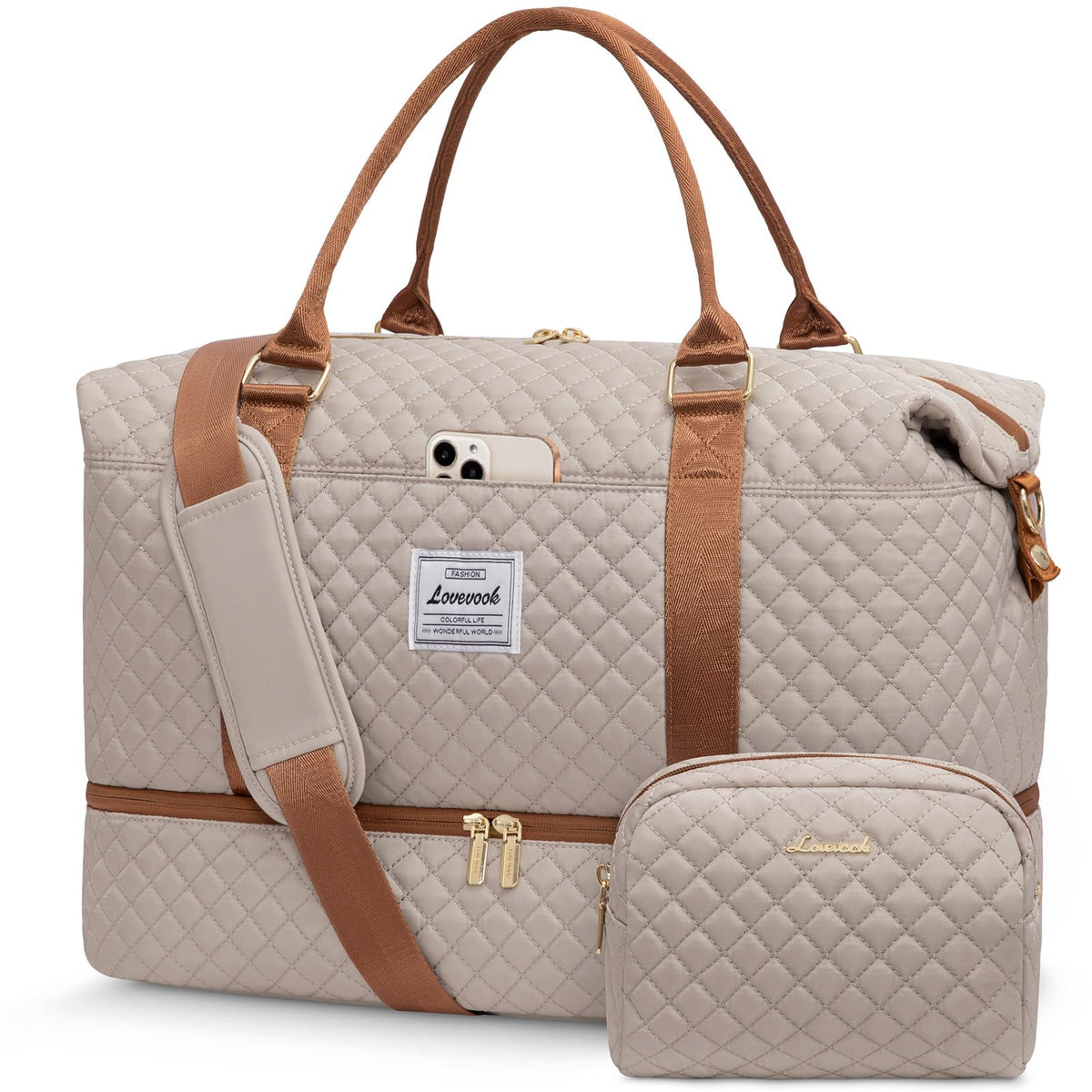LOVEVOOK Women's Weekender Duffle Bag with Shoe Compartment