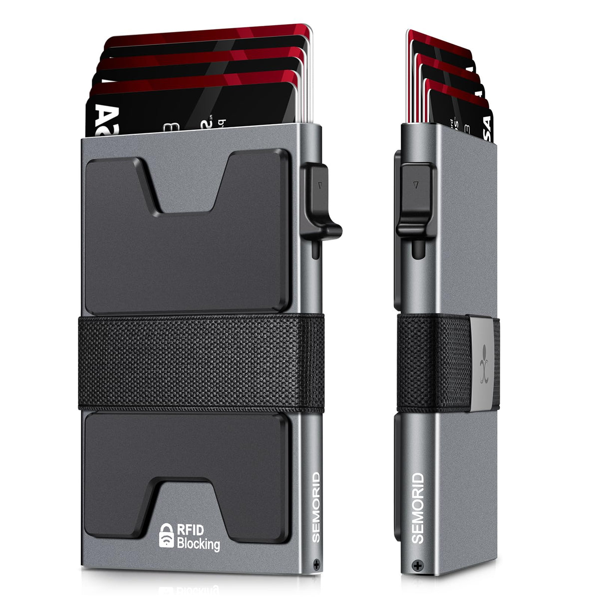 SEMORID Men's RFID Blocking Aluminum Pop-Up Wallet