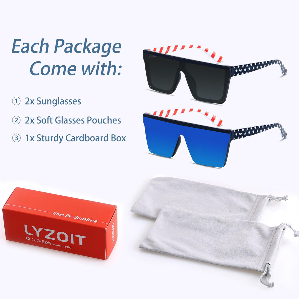 LYZOIT Oversized Square Flat-Top Sunglasses for Men and Women