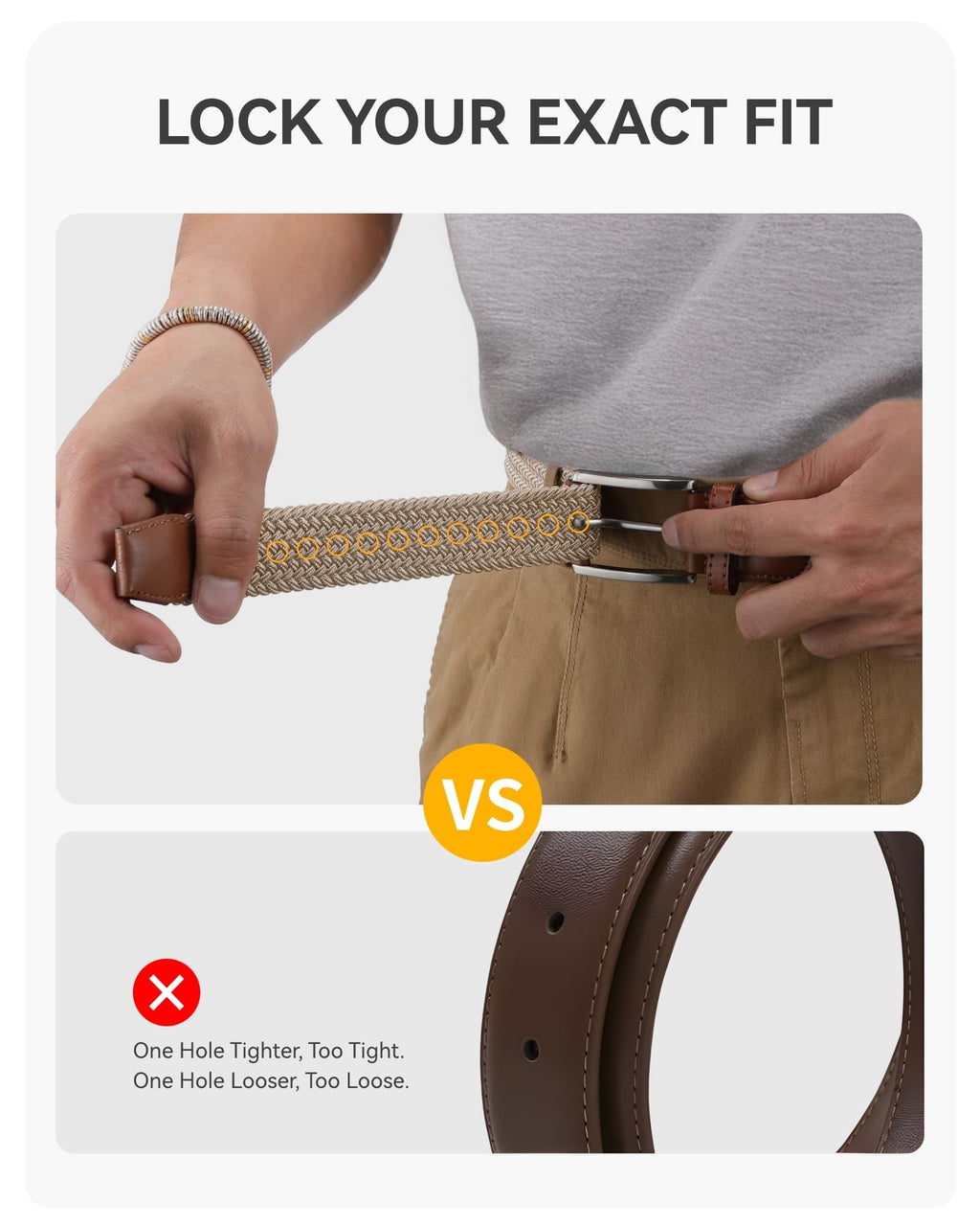 CHAOREN 2-Pack Men's Stretch Belts for Golf and Casual Wear