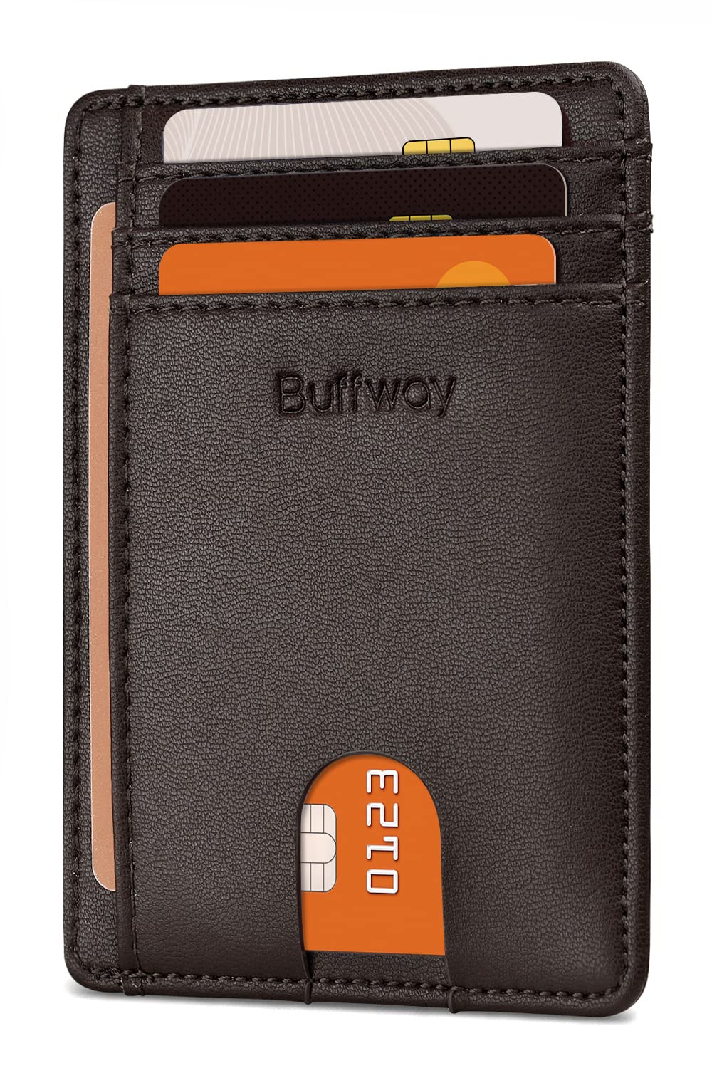 Buffway Slim Leather RFID Blocking Wallet for Men and Women