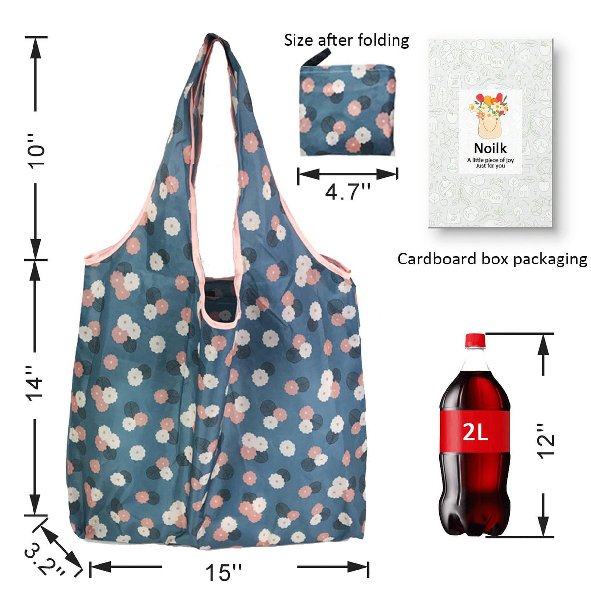 Noilk Reusable Grocery Bags,4 | 6 | 12 Pack 50Lbs Foldable Washable Fashion Shopping Bags, Portable Tote Bags Gifts For Women