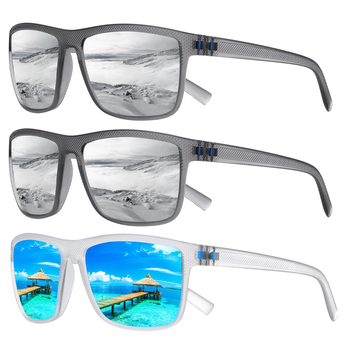 TURBOPEP Square Polarized UV Protection Sunglasses for Men and Women
