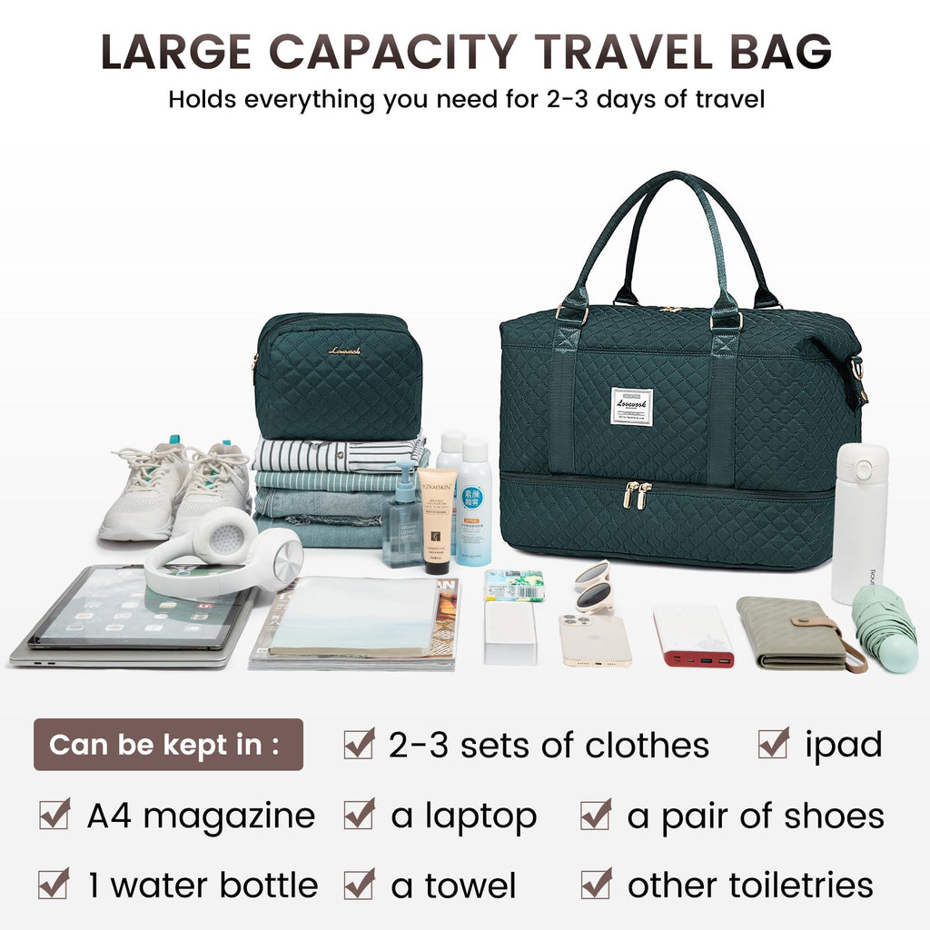 LOVEVOOK Travel Duffle Bag,Weekender Bags for Women with Shoe Compartment