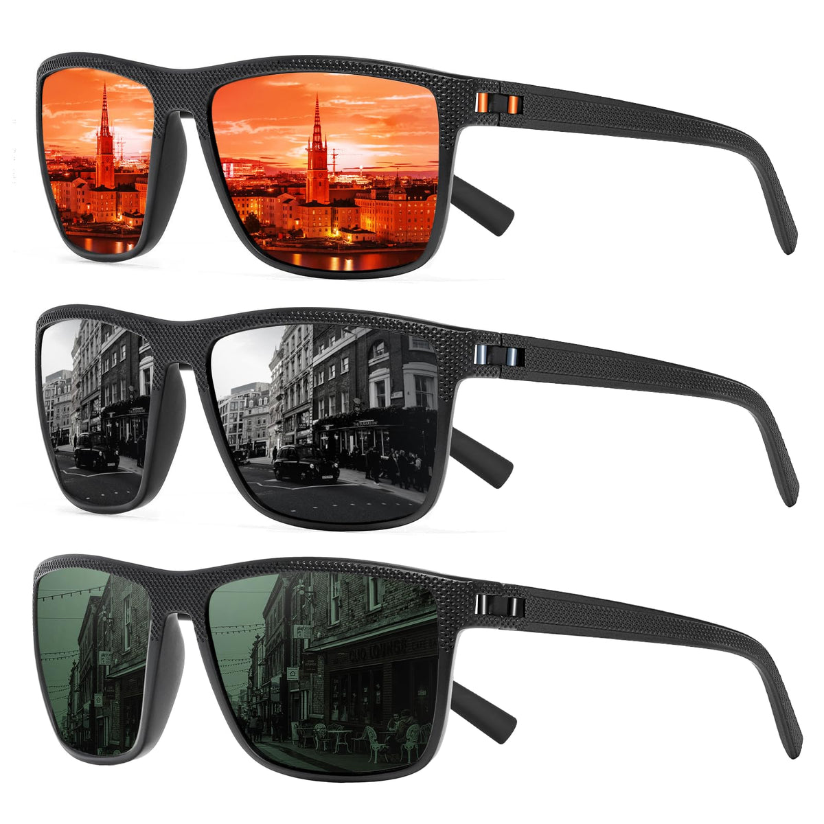 TURBOPEP Square Polarized UV Protection Sunglasses for Men and Women