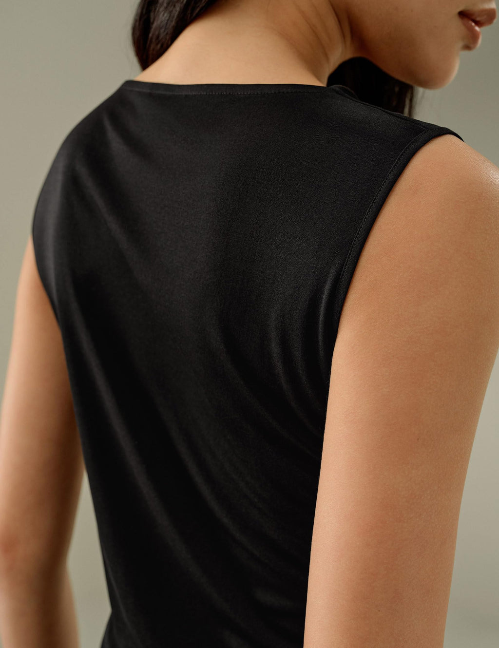 LilySilk Women Pure Silk T-Shirt Sleeveless Slim Fit Cowl Neck Tank Top Silk Jersey Shirt