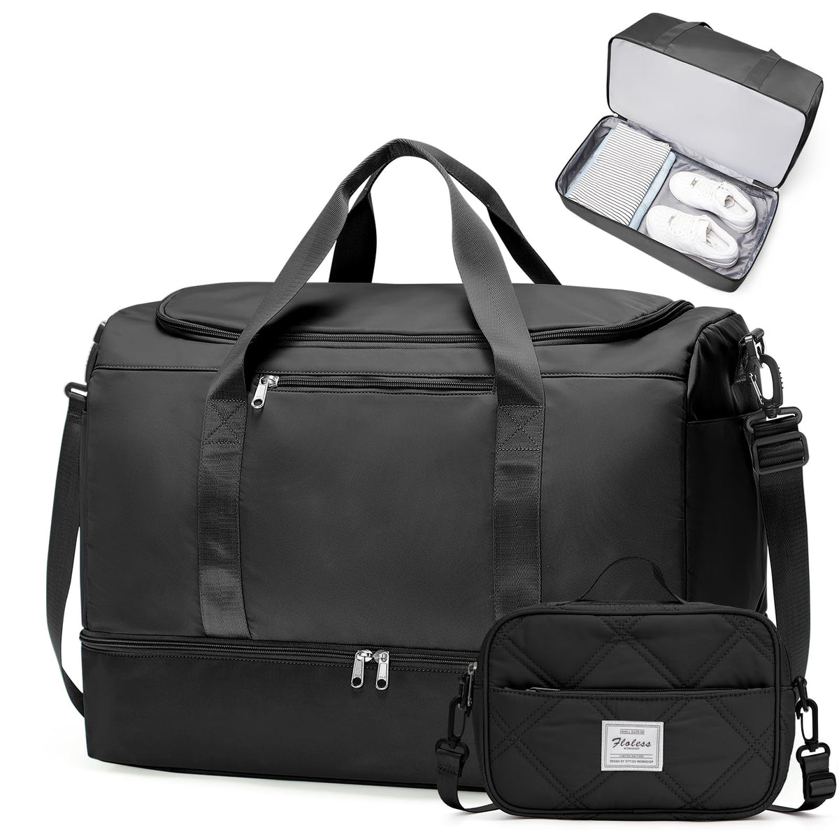 Large Carry-On Weekender Duffle Bag with Shoe Compartment