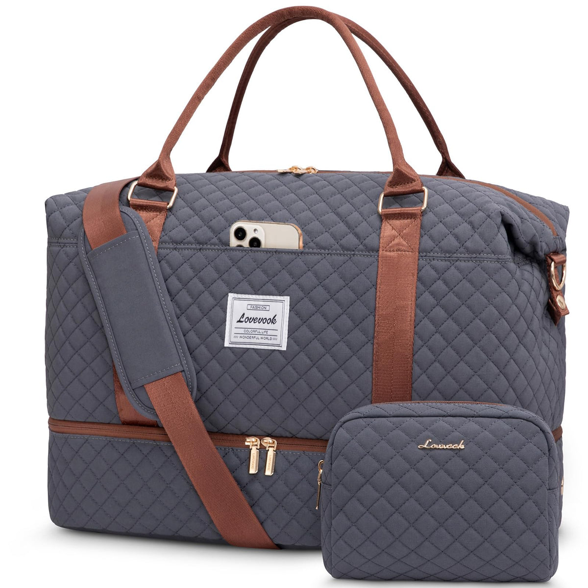 LOVEVOOK Women's Weekender Duffle Bag with Shoe Compartment