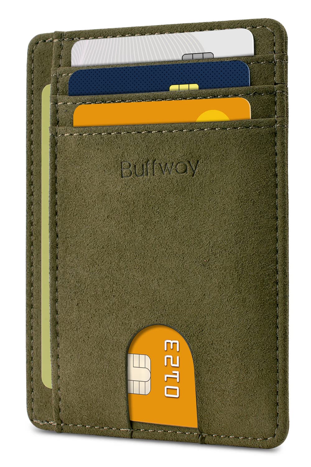 Buffway Slim Leather RFID Blocking Wallet for Men and Women