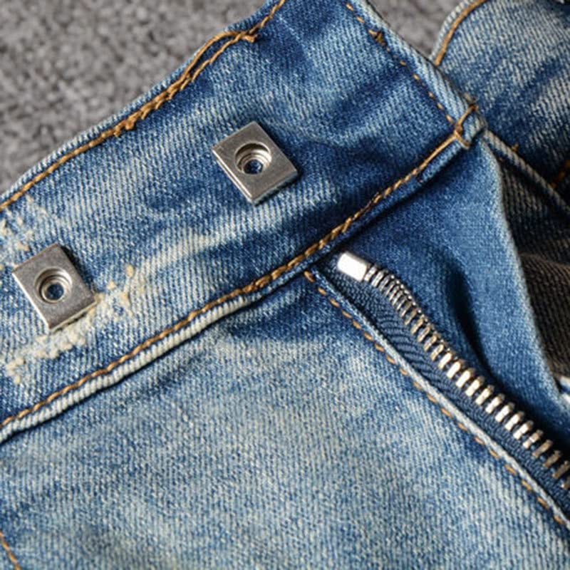 SIDUFHAOPKLL Biker Jeans Skinny Denim Pants for Motorcycle(31 Code)