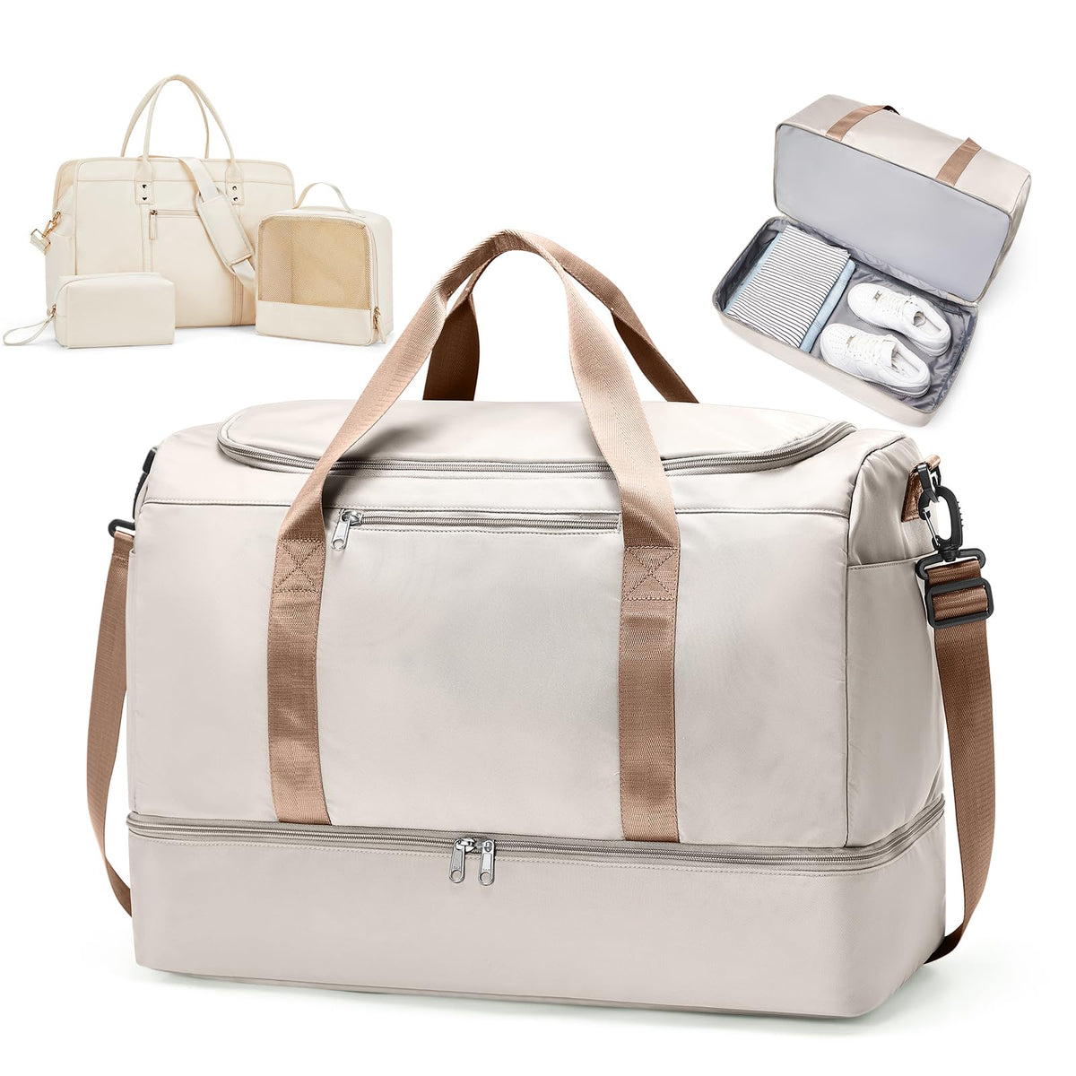 Large Carry-On Weekender Duffle Bag with Shoe Compartment