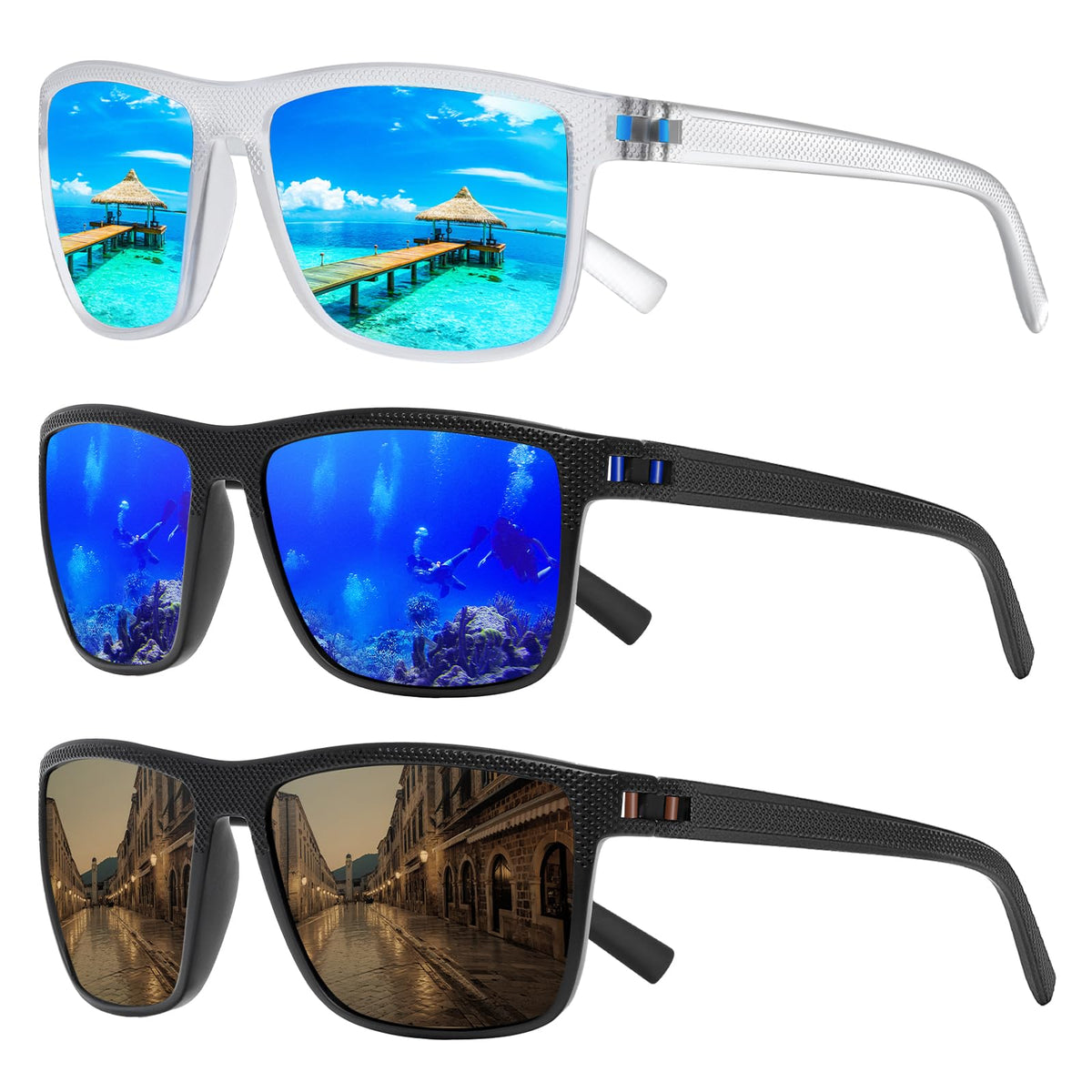 TURBOPEP Square Polarized UV Protection Sunglasses for Men and Women